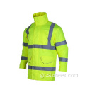 Αδιάβροχο hi vis hoodie φερμουάρ αντανακλαστικό σακάκι ασφαλείας